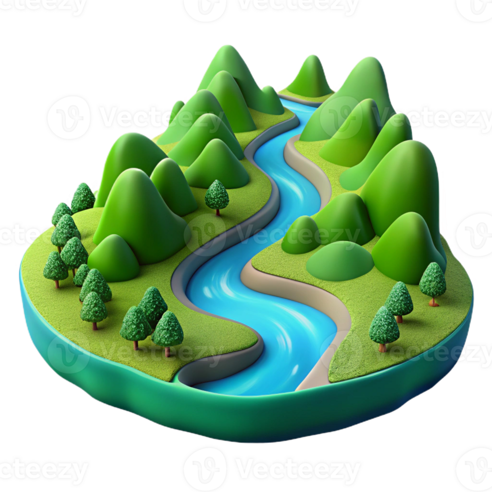beautiful modern A Winding River Flowing Through a Lush G png