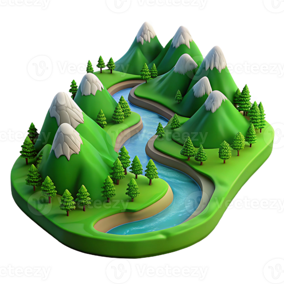 wonderful classic A Winding River Flowing Through a Lush G premium png