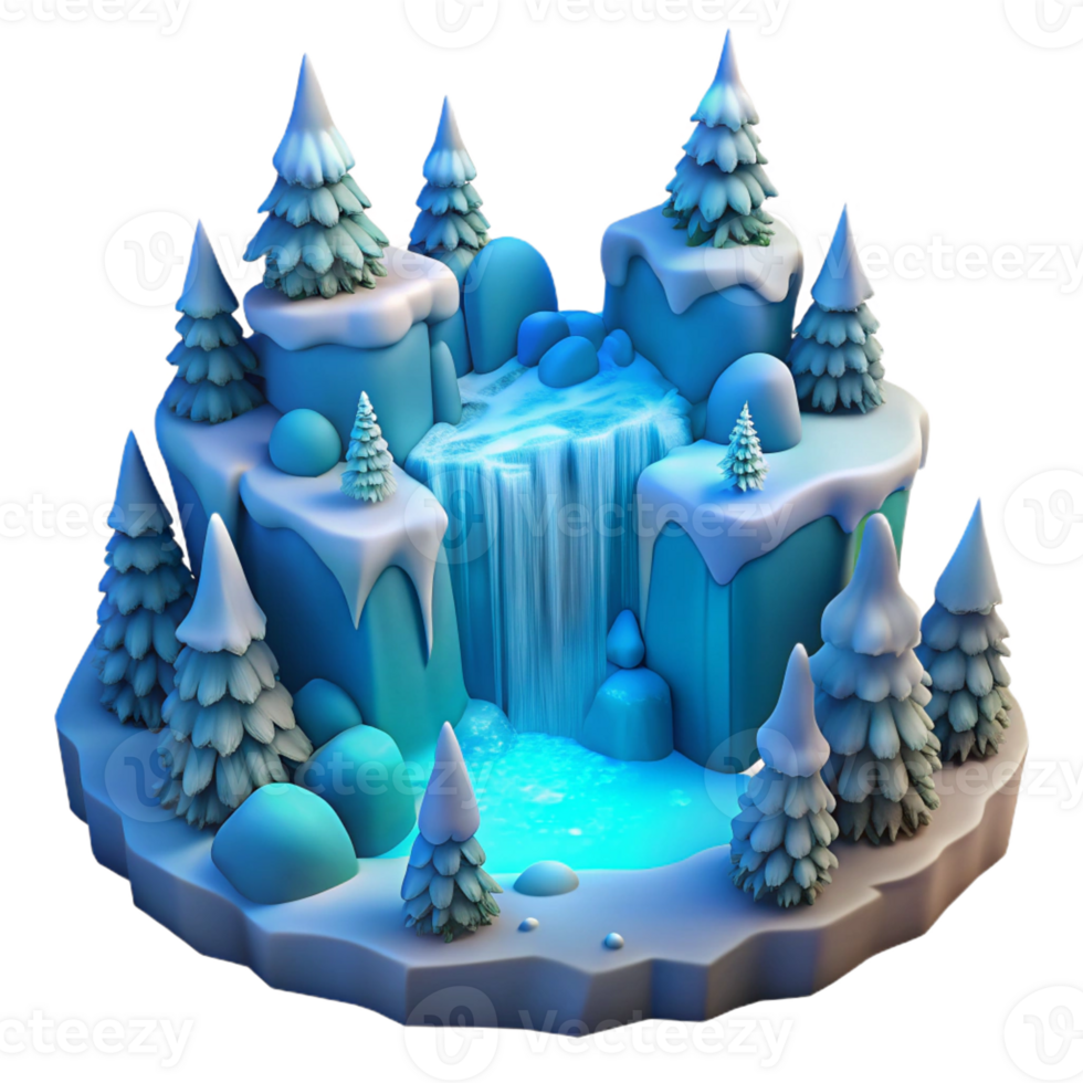 serene rustic A Frozen Waterfall in Winter Surrounded exclusive png