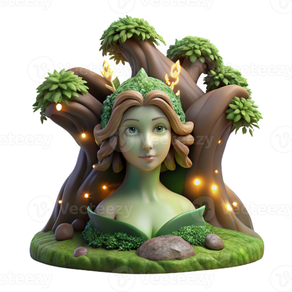 extraordinary creative A Serene Dryad Emerging from an Ancient Oa professional png