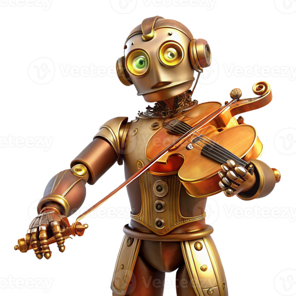 impressive rustic A Steampunk Automaton Playing a Violin W exclusive png