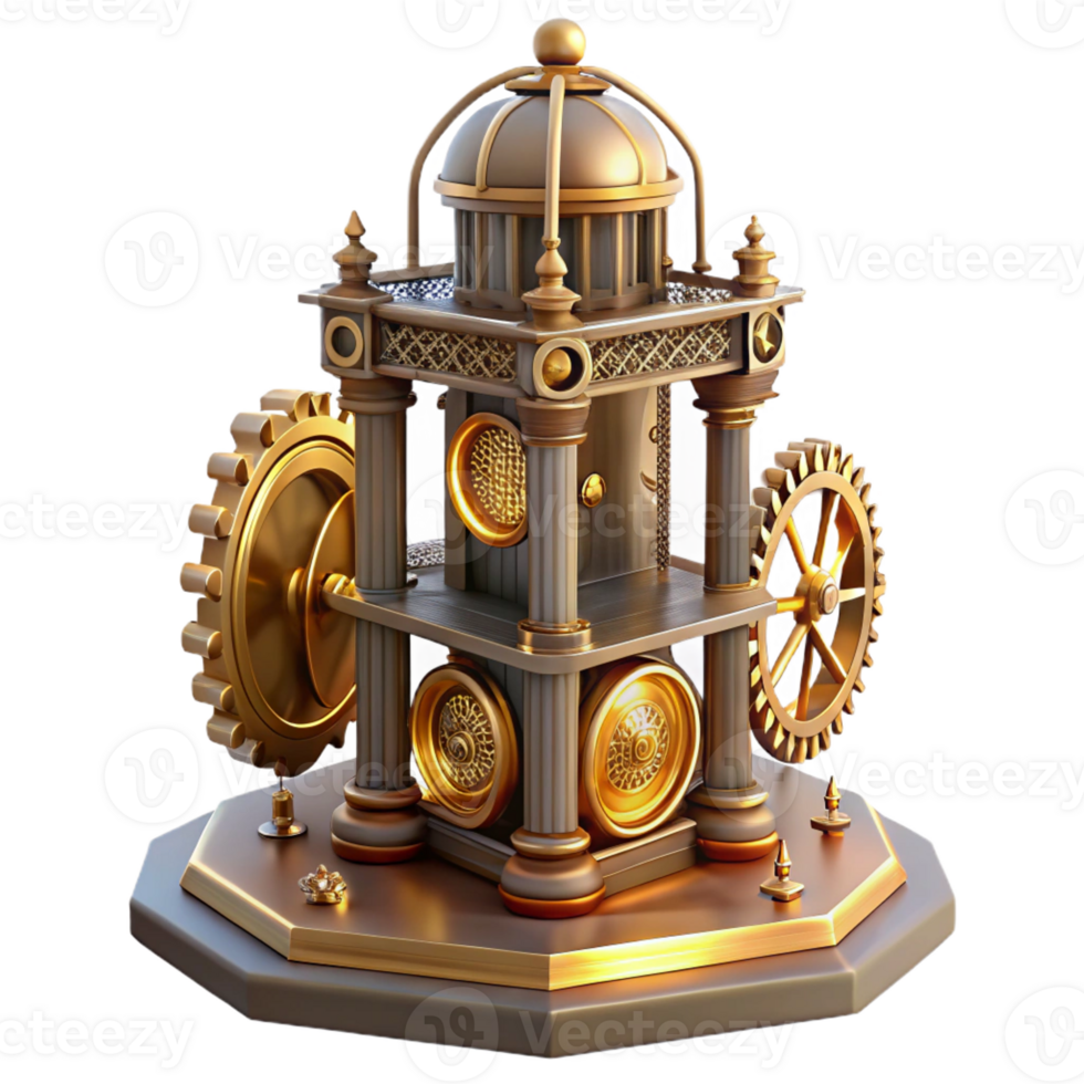 serene creative An Intricate Clockwork Tower Golden Hou high resolution png