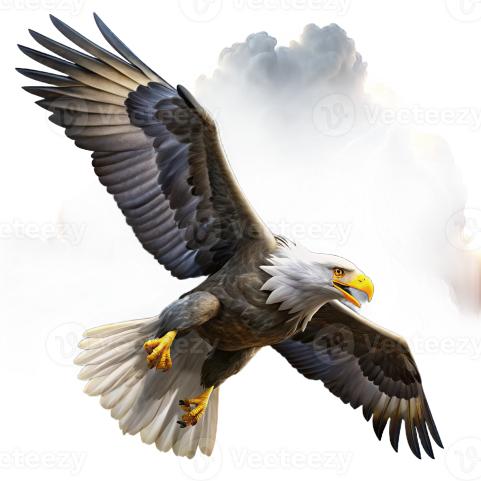 vibrant rustic Majestic Bald Eagle in Flight high resolution png