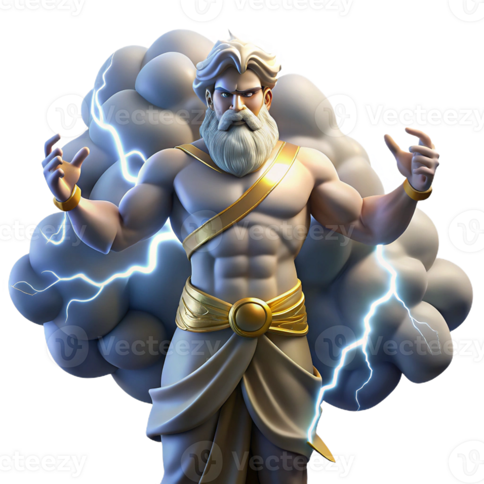 extraordinary minimalist A Powerful Zeus Wielding Lightning Bolts premium png
