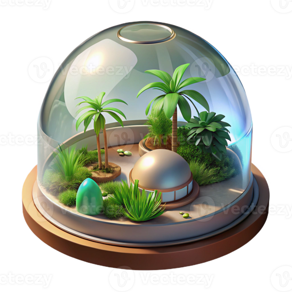 vibrant rustic A Glass Dome Protecting a Lush Tropical Ec exclusive png