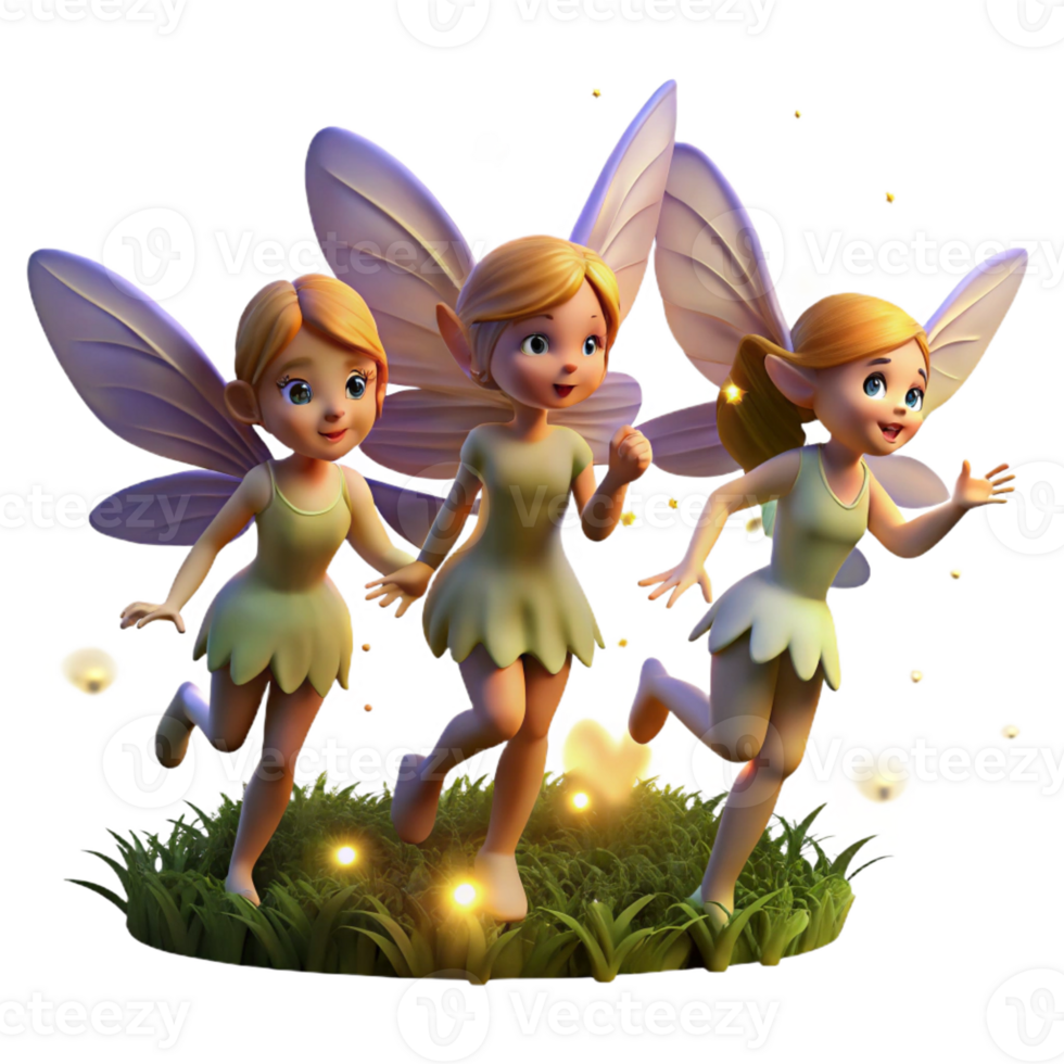 stunning abstract A Group of Fairies Flying Through a Field high quality png