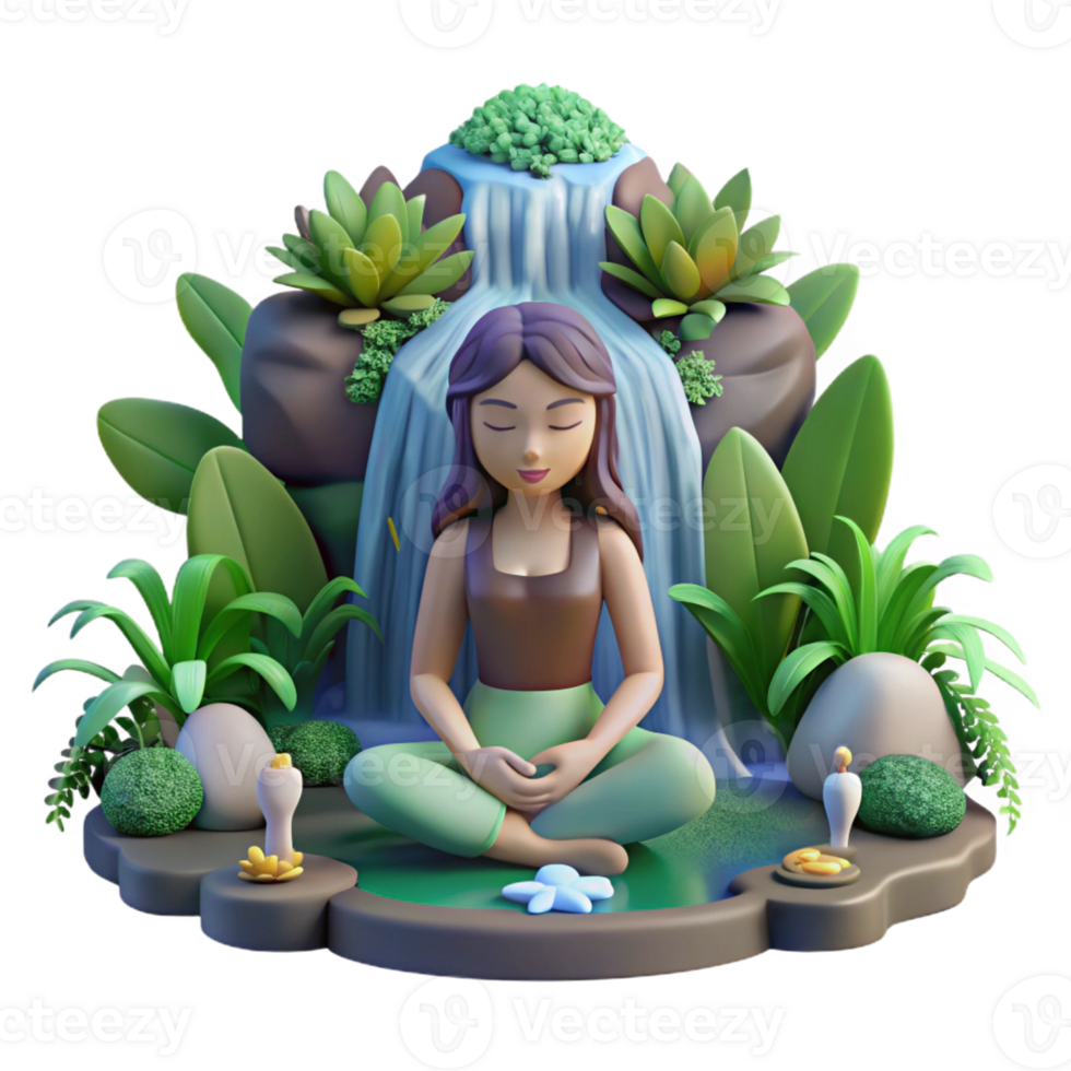 elegant minimalist A Serene Dryad Meditating Beneath a Water premium png