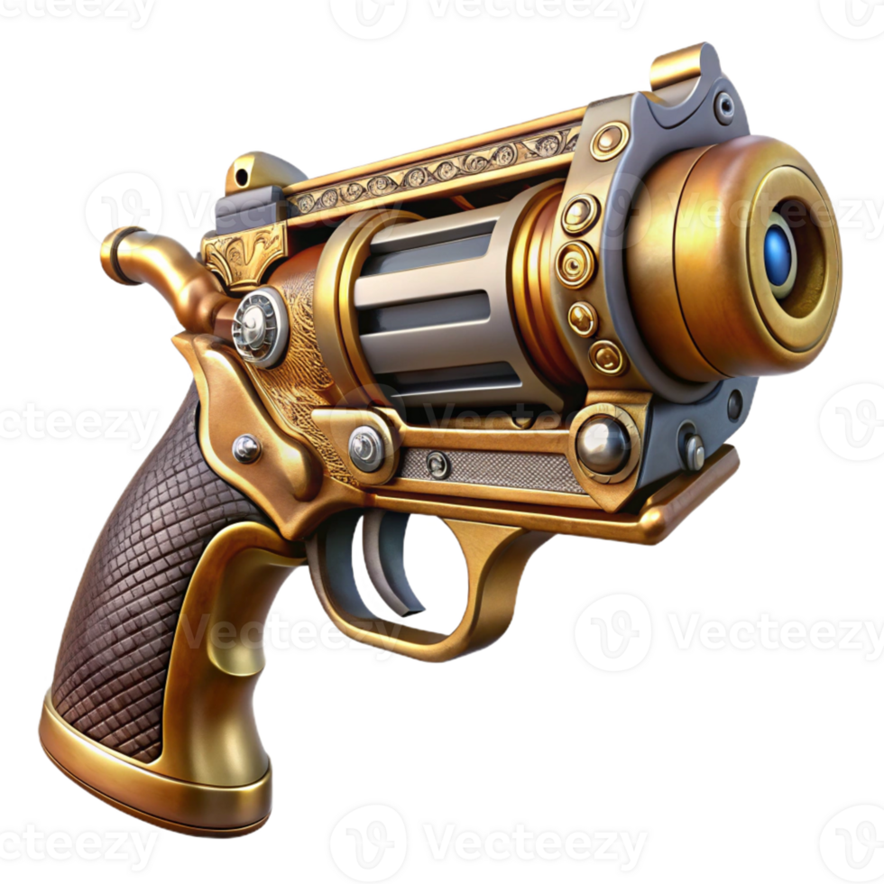 beautiful artistic A Steampunk Pistol Intricate Engravings exclusive png