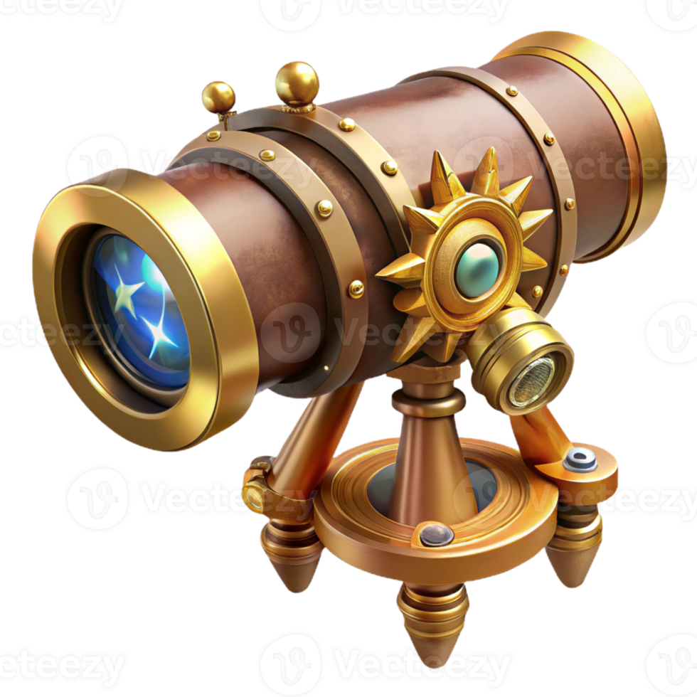 impressive minimalist A Steampunk Telescope Brass and Wood In genuine png