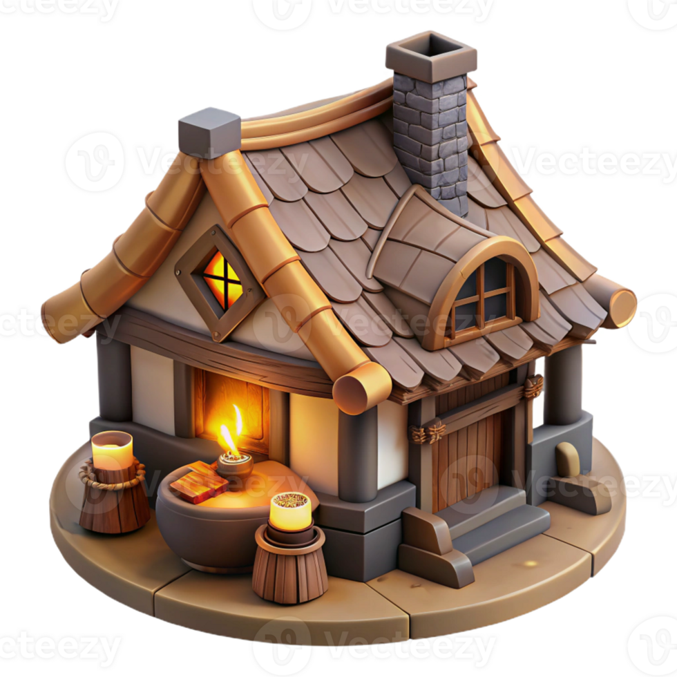 beautiful abstract Medieval Tavern with Thatched Roof professional png