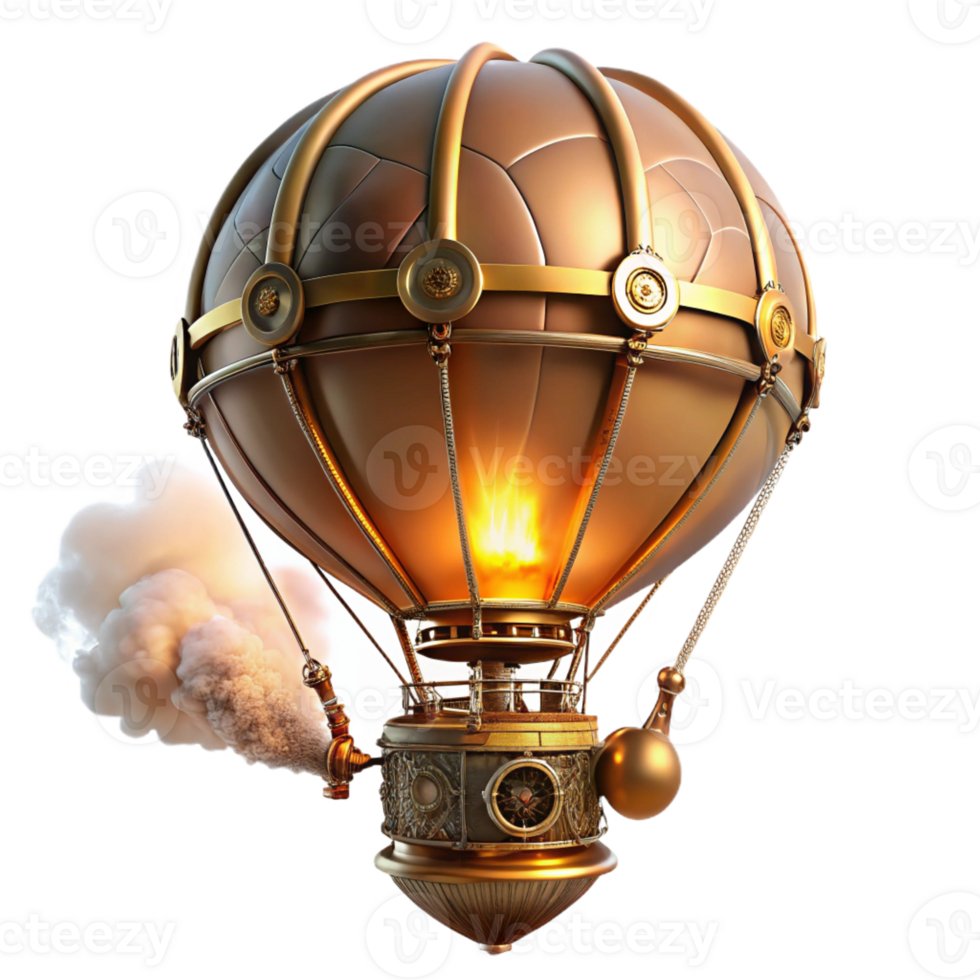impressive rustic A Steampunk Hot Air Balloon Adorned With professional png