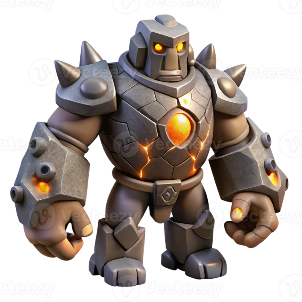 elegant creative A Towering Golem Made of Stone Animated By professional png