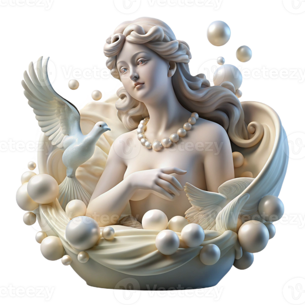 elegant traditional Aphrodite Rising from the Sea Foam Surro premium png