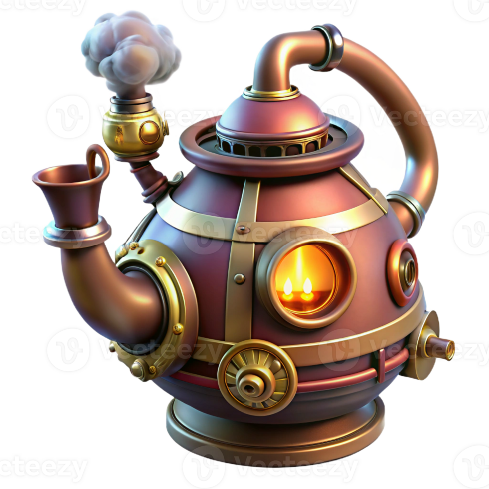 stunning creative A Whimsical Steampunk Teapot with Intric professional png