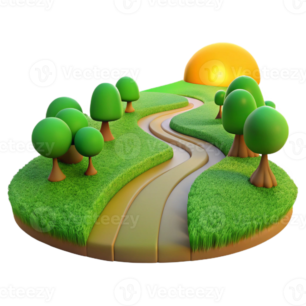 impressive modern Winding Dirt Road Through Green Field genuine png