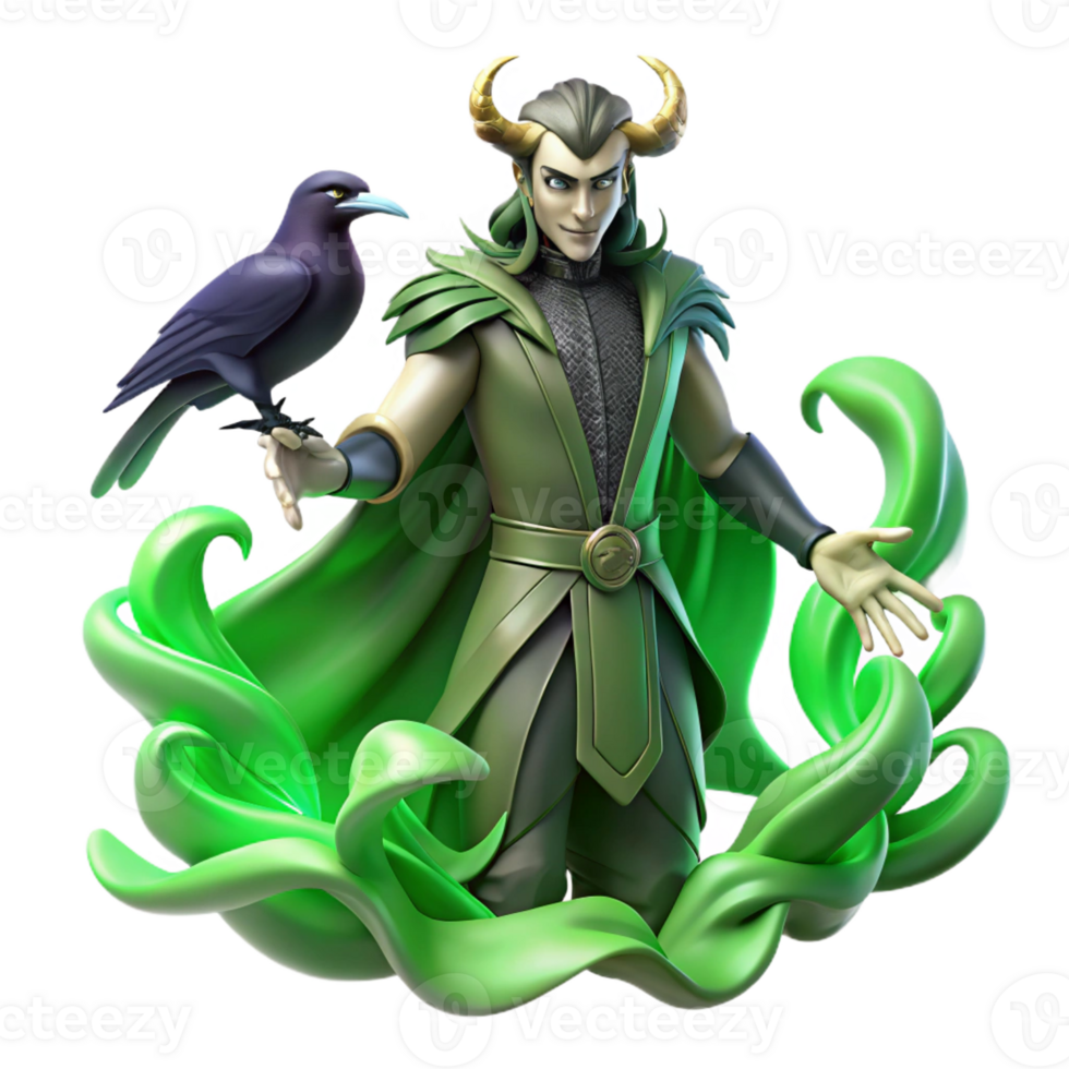 dramatic minimalist Loki Shapeshifting Into a Raven Surround authentic png