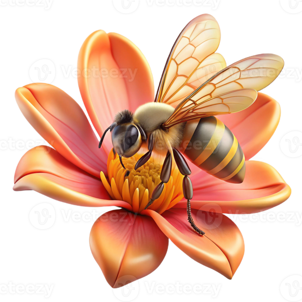 serene modern A Close Up of a Bee Collecting Pollen Fr high resolution png