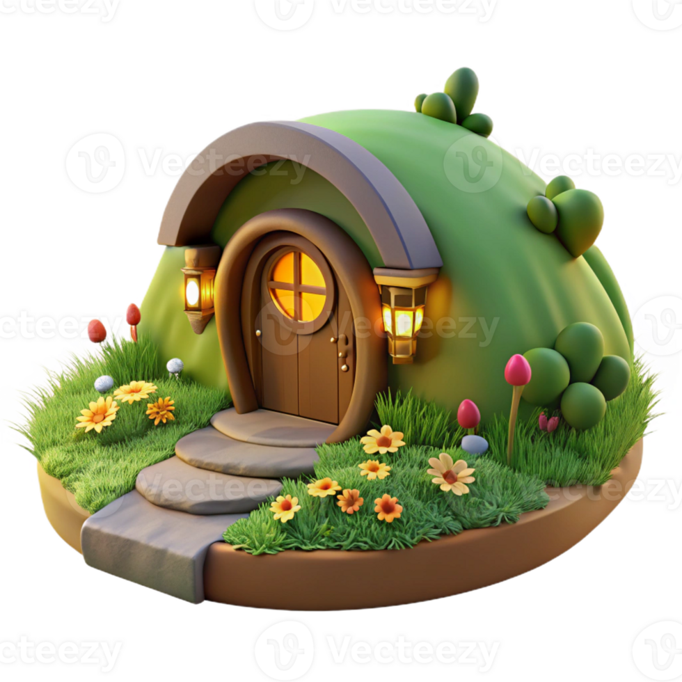 serene abstract A Cozy Hobbit Hole Built Into a Hillside authentic png