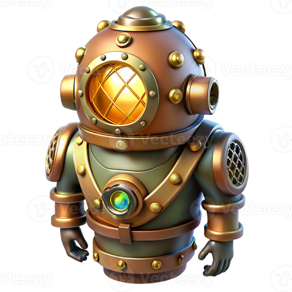 vibrant rustic A Steampunk Diving Suit Heavy Brass and R detailed png