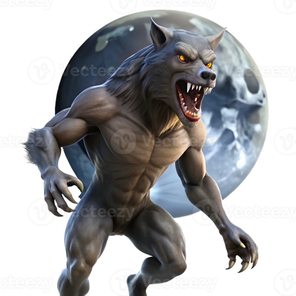serene abstract A Fierce Werewolf Howling at the Moon Dra high resolution png
