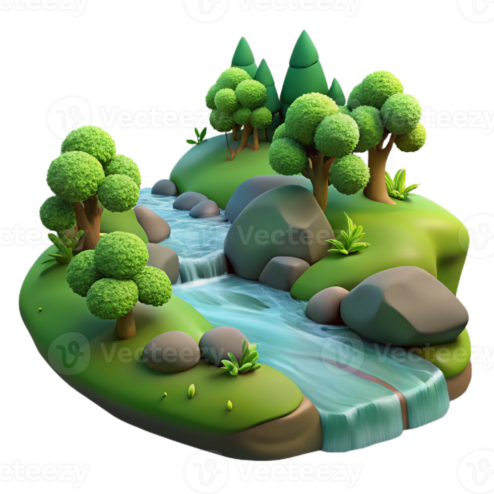 wonderful minimalist A Babbling Brook Flowing Through a Mossy png