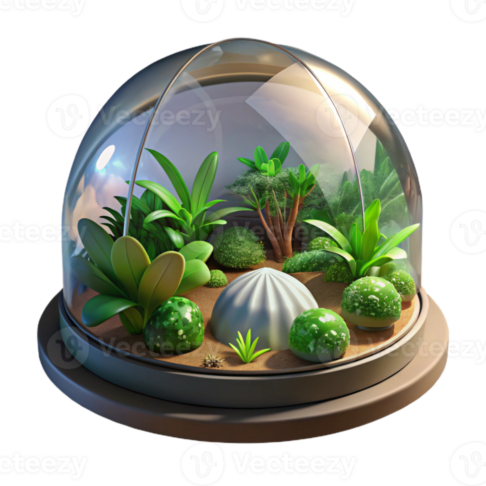 impressive abstract Tropical Biosphere in Glass Dome genuine png