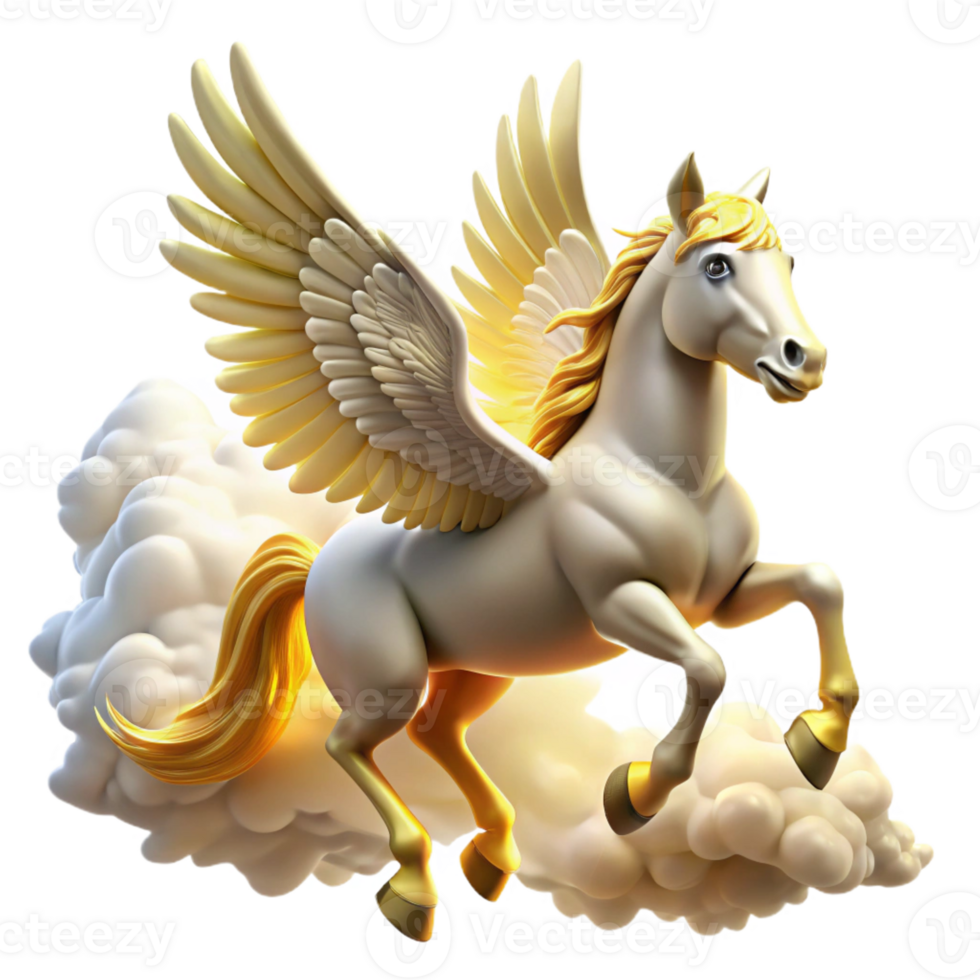 serene vintage A Majestic Pegasus Soaring Through the Cl original png