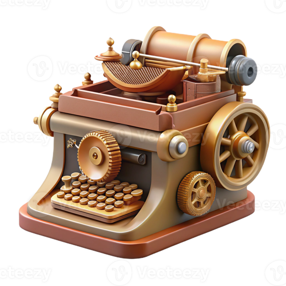 beautiful rustic A Steampunk Typewriter with Intricate Gea original png