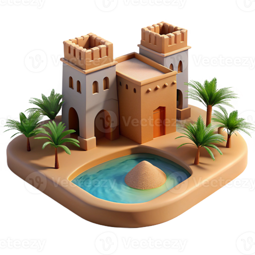 extraordinary abstract A Desert Oasis with Traditional Mud Bric genuine png