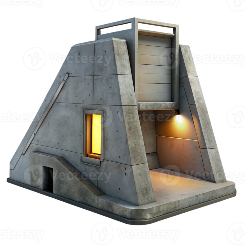 extraordinary artistic A Minimalist Concrete Bunker Harsh Direct premium png