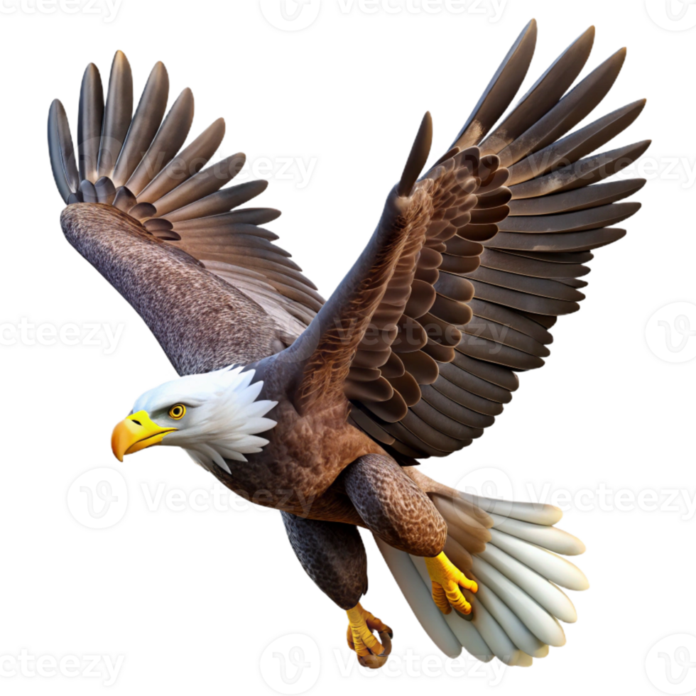 vibrant artistic A Majestic Bald Eagle Soaring Through The genuine png