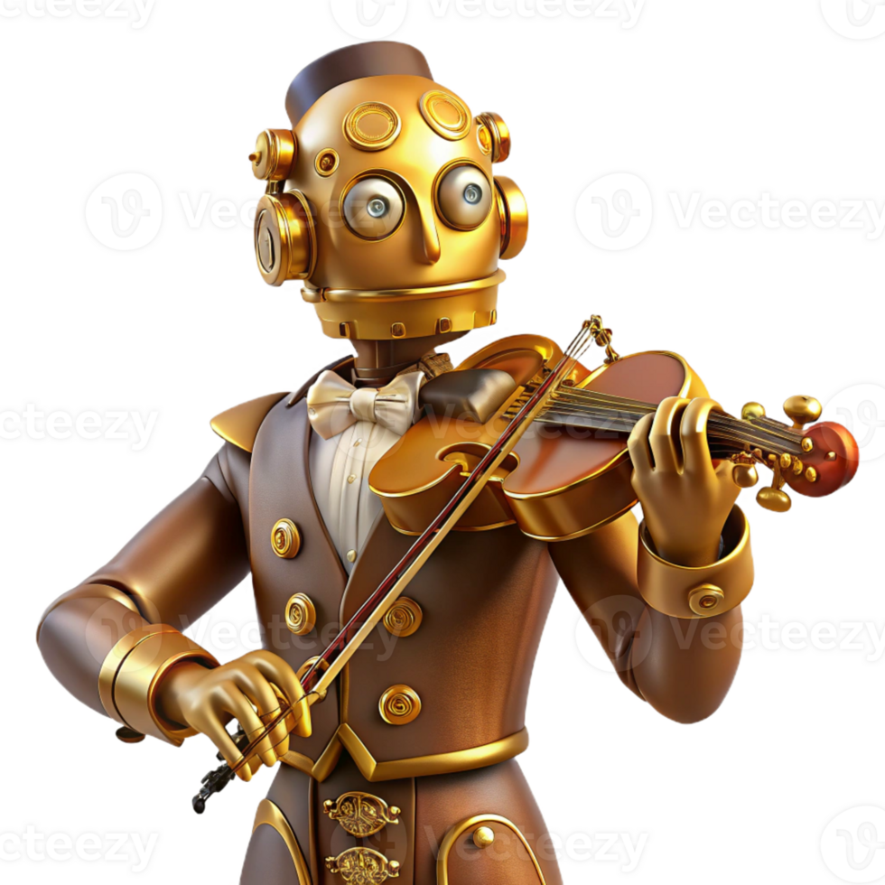 stunning classic A Steampunk Automaton Playing a Violin W exclusive png