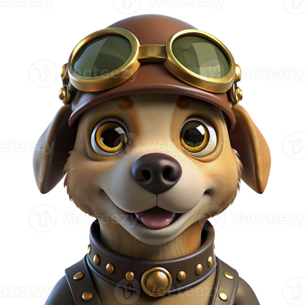 serene rustic A Portrait of a Steampunk Dog Wearing Gogg premium png