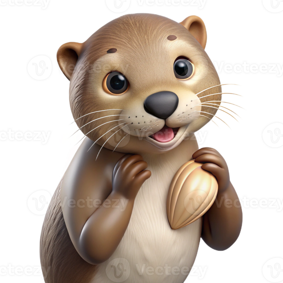 impressive classic A Playful Otter Holding a Seashell Close premium png