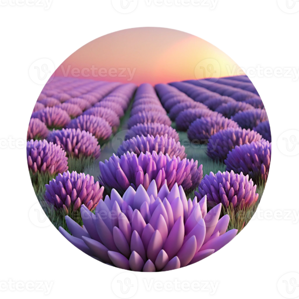 vibrant minimalist Lavender Field at Sunset png