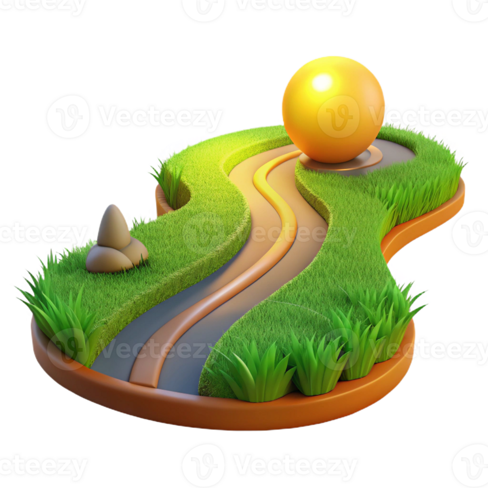 magnificent modern Winding Dirt Road Through Green Field high quality png