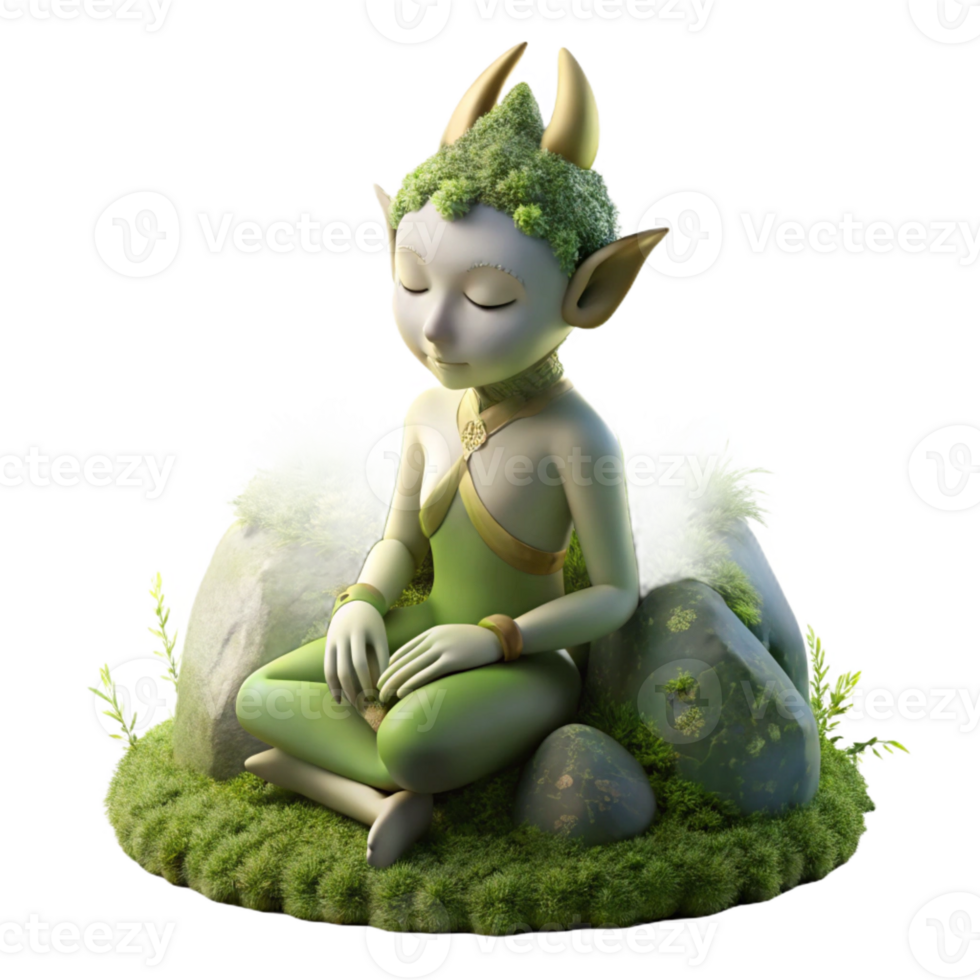 elegant abstract A Serene Forest Spirit Resting on a Mossy exclusive png