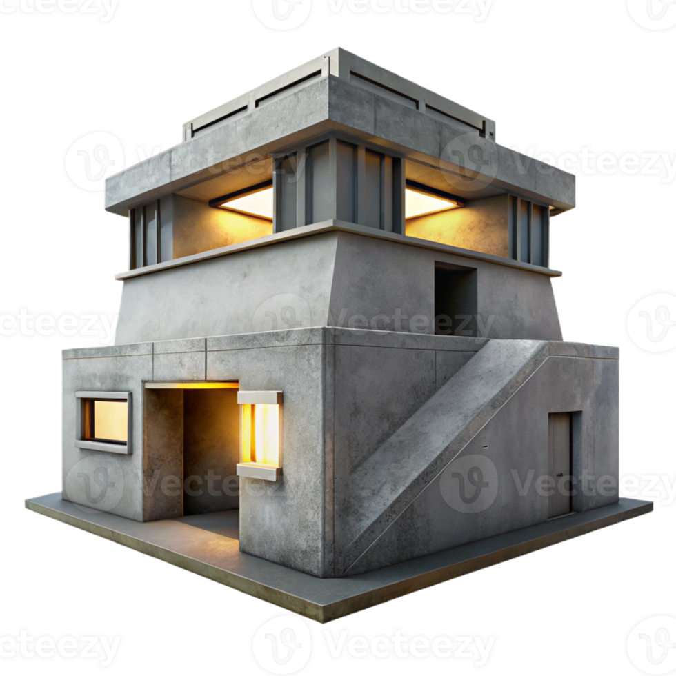 beautiful modern A Minimalist Concrete Bunker Harsh Direct high quality png