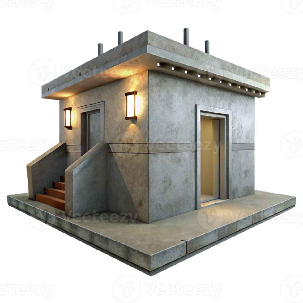 magnificent classic A Minimalist Concrete Bunker Harsh Over premium png
