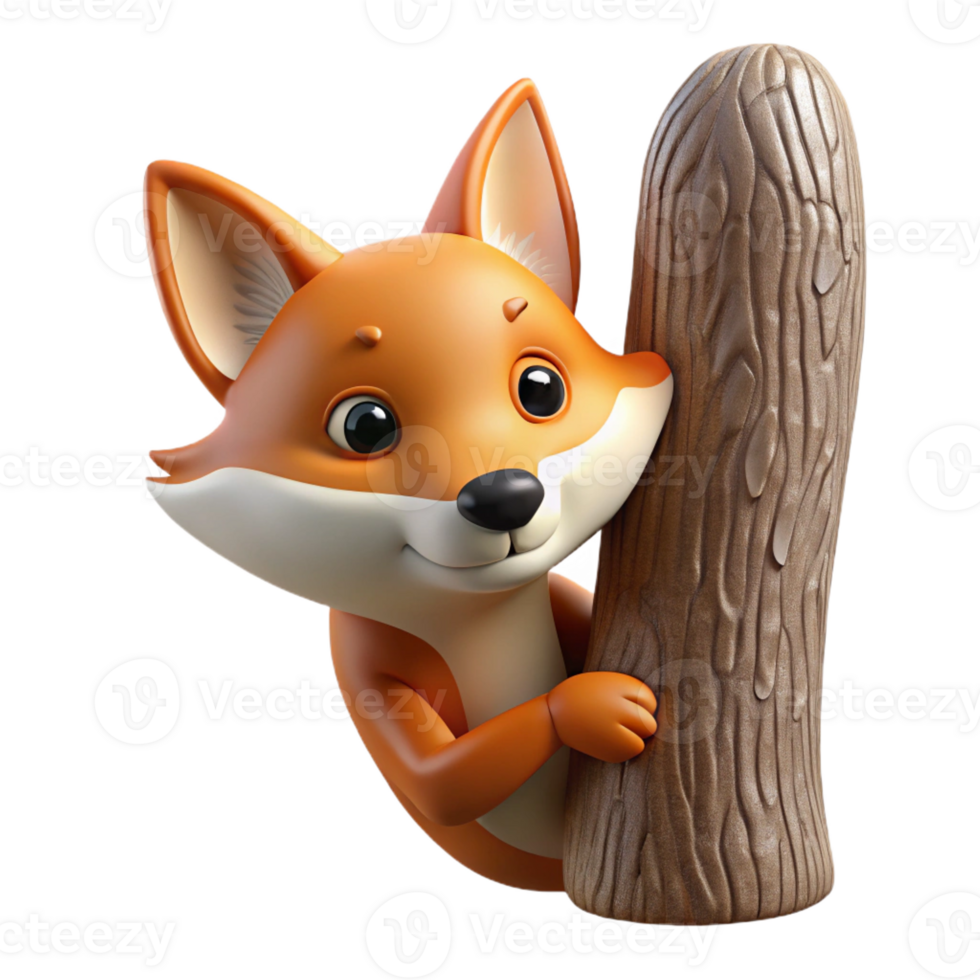 serene rustic A Curious Fox Peering out from Behind a T genuine png