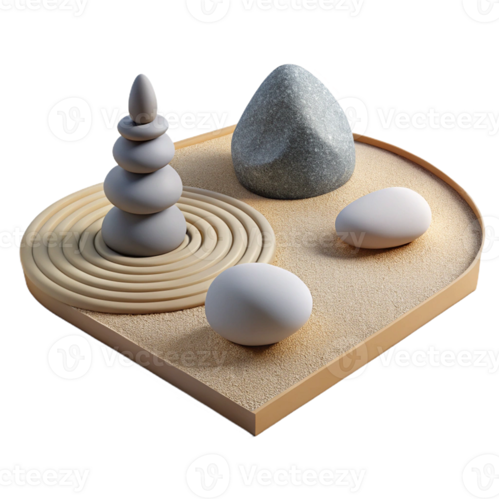 dramatic creative A Serene Japanese Zen Garden with Raked Gr premium png