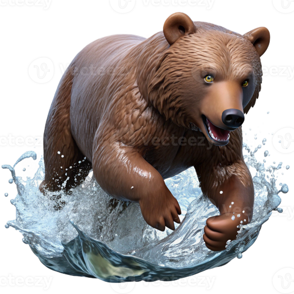 impressive creative A Grizzly Bear Fishing for Salmon in a Ru high quality png