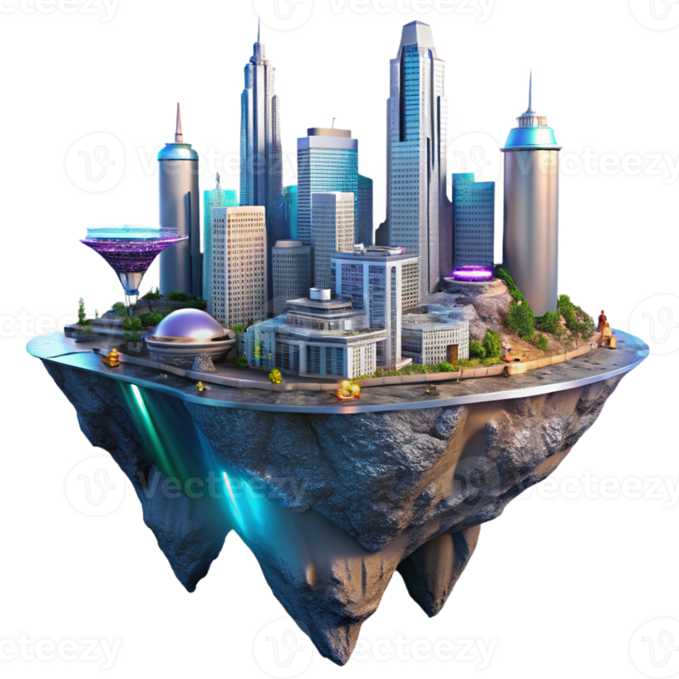 dramatic vintage A Futuristic City Built on the Side of A high quality png