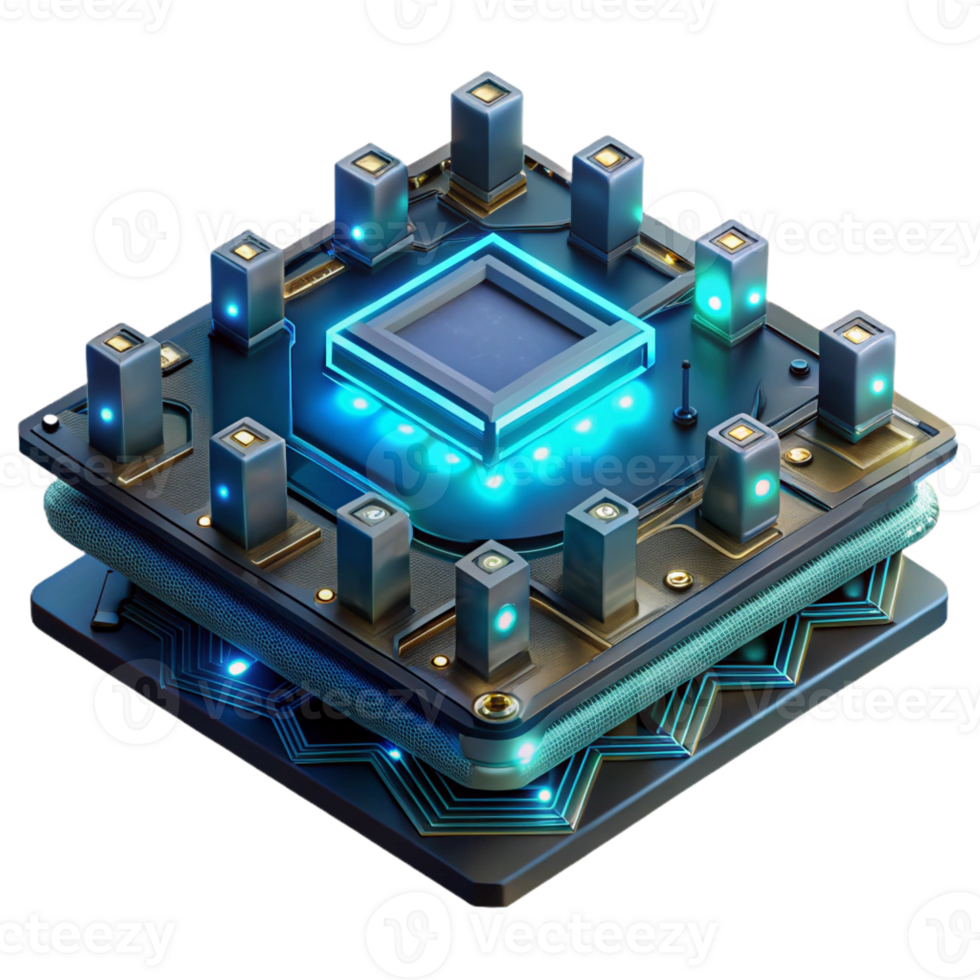 impressive contemporary Glowing Levitating Circuit Board authentic png