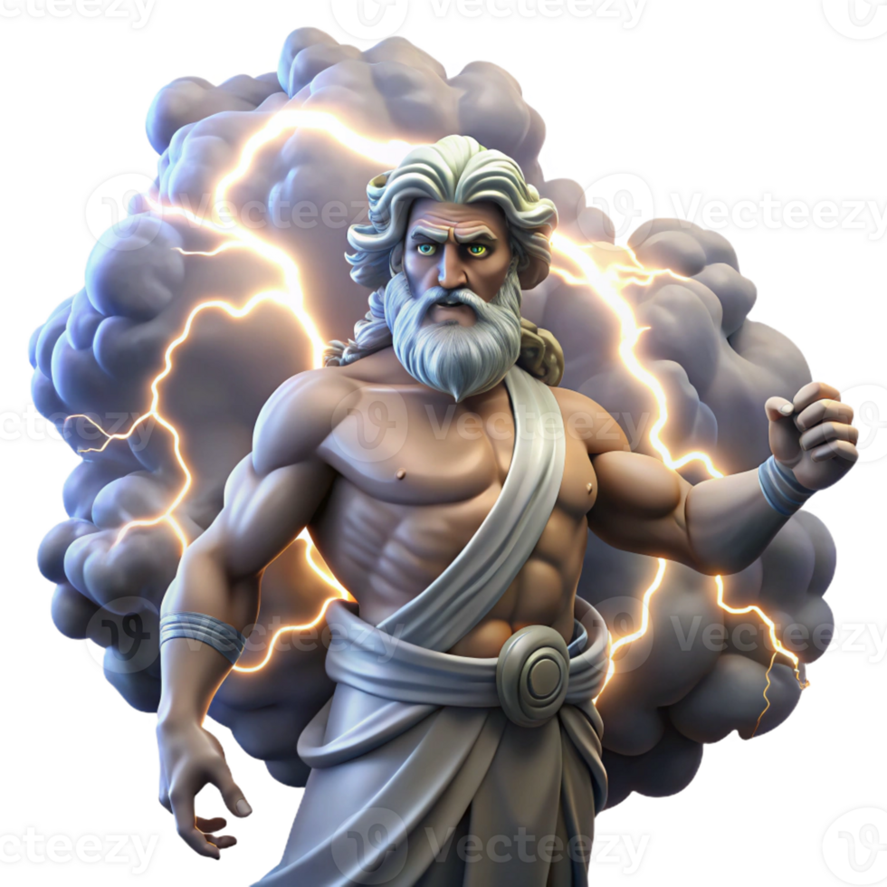 wonderful modern A Powerful Zeus Wielding Lightning Bolts png