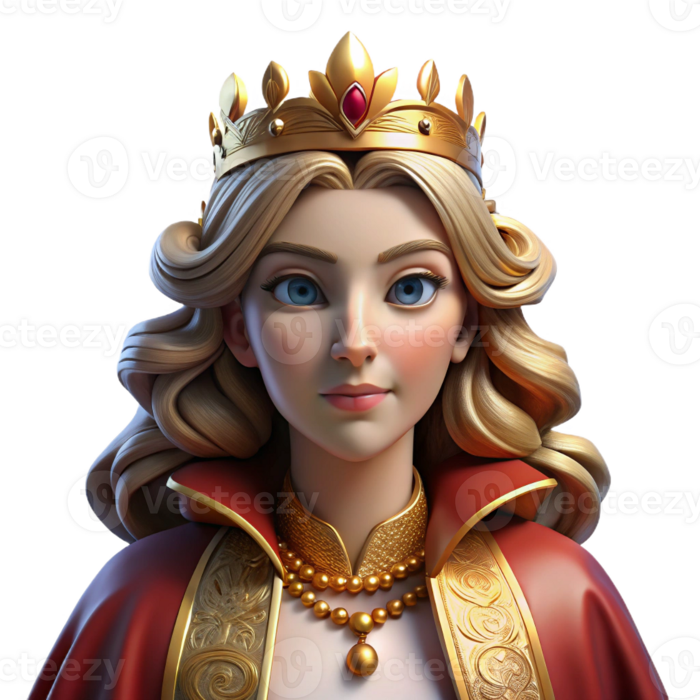serene vintage Portrait of a Majestic Queen with an Elab premium png