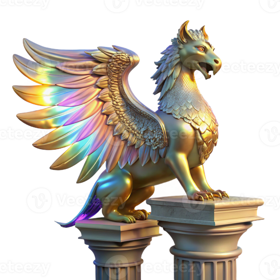 extraordinary traditional Majestic Griffin with Iridescent Feathers detailed png