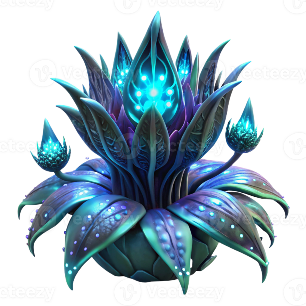 serene traditional A Highly Detailed Bioluminescent Alien high resolution png