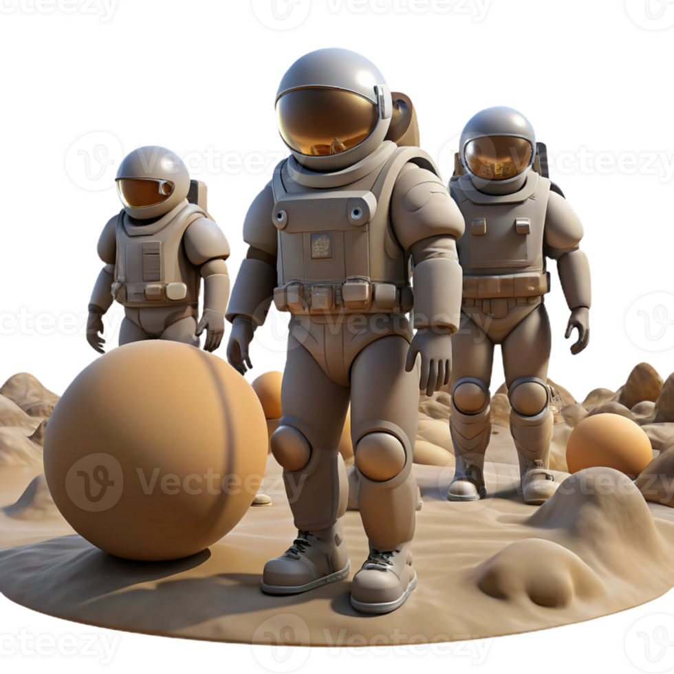 wonderful minimalist A Group of Explorers in Spacesuits Expl original png