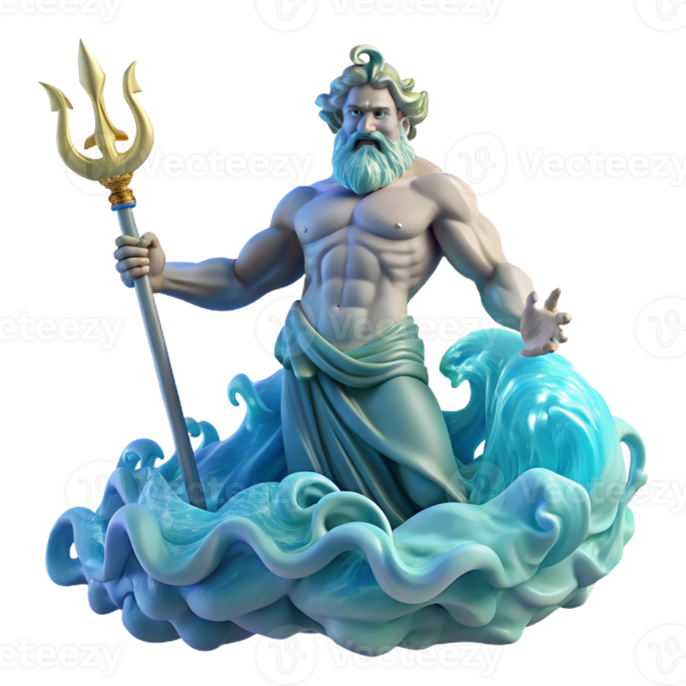 serene minimalist Poseidon God of the Sea Rising from a Te authentic png